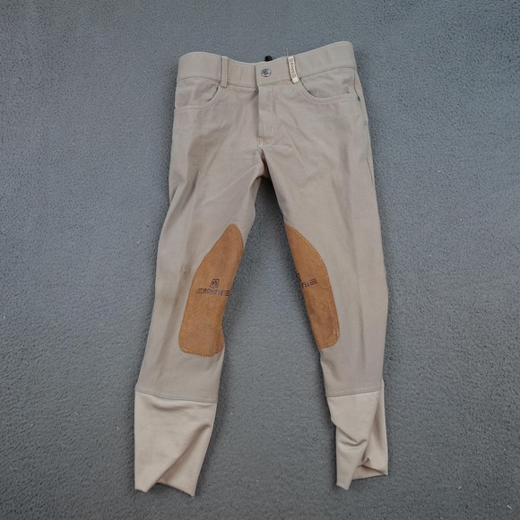 Romfh Breeches Pants Youth Girls 12 Tan Tan Suede Knee Patch Equestrian Riding - Picture 1 of 12